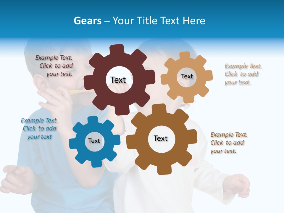 Children With Tooth Brushes PowerPoint Template