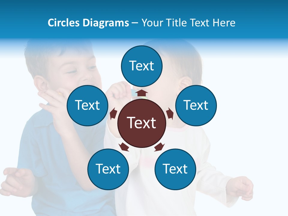 Children With Tooth Brushes PowerPoint Template