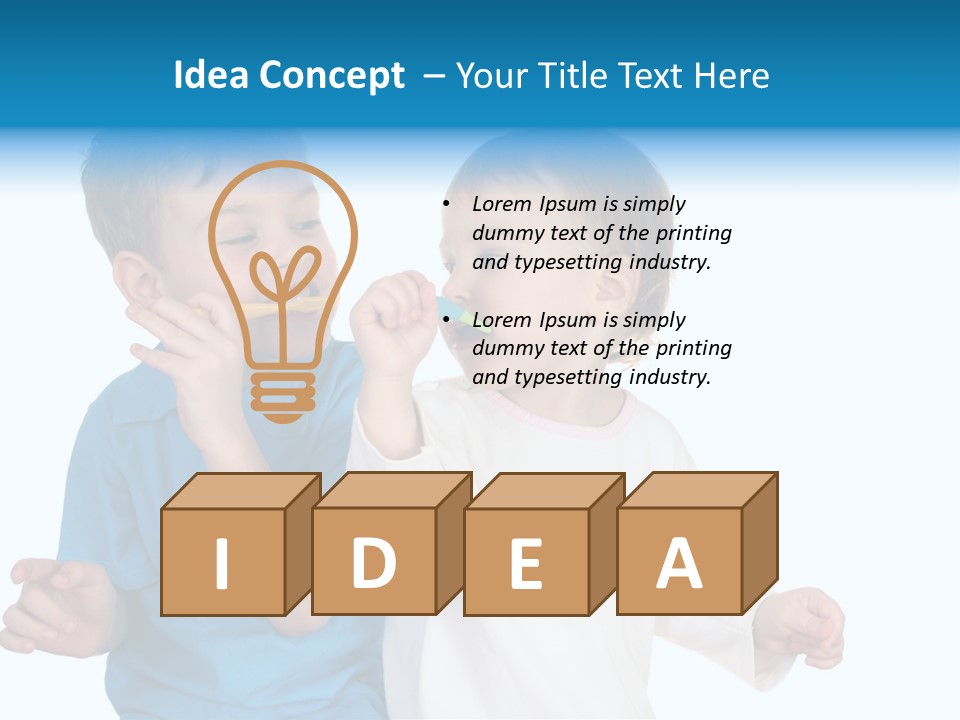 Children With Tooth Brushes PowerPoint Template