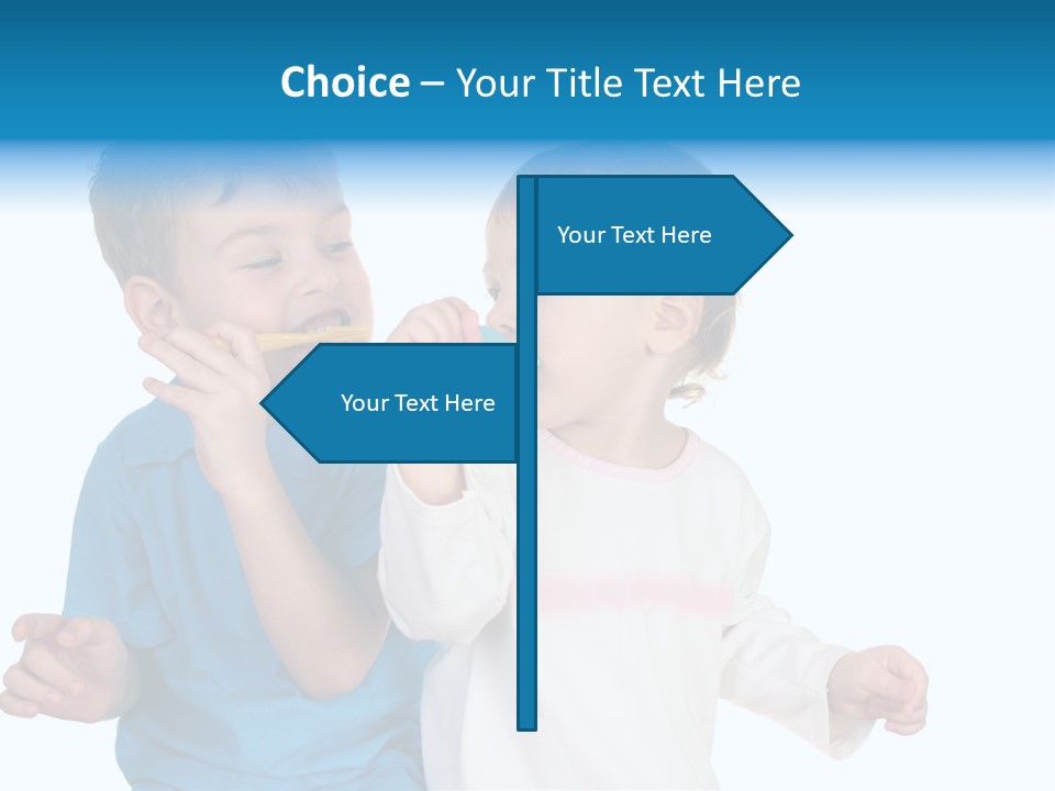 Children With Tooth Brushes PowerPoint Template