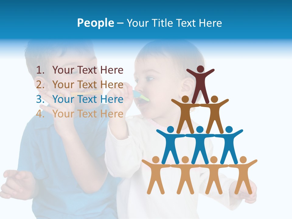 Children With Tooth Brushes PowerPoint Template
