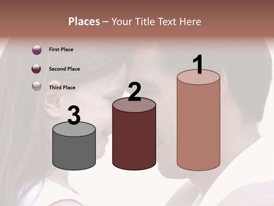 Photo Of A Father And Daughter With Their Heads Rested Together. PowerPoint Template