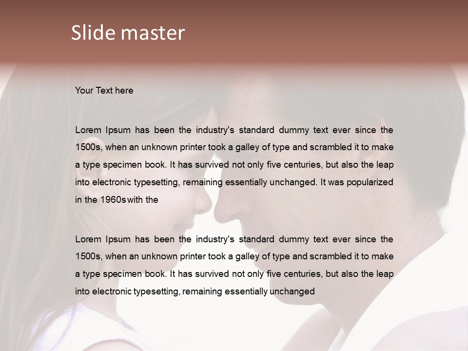 Photo Of A Father And Daughter With Their Heads Rested Together. PowerPoint Template