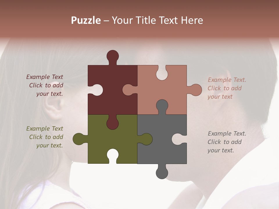 Photo Of A Father And Daughter With Their Heads Rested Together. PowerPoint Template