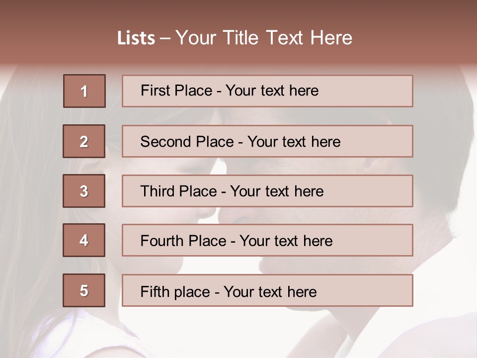 Photo Of A Father And Daughter With Their Heads Rested Together. PowerPoint Template