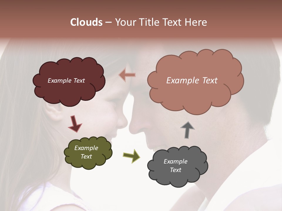 Photo Of A Father And Daughter With Their Heads Rested Together. PowerPoint Template