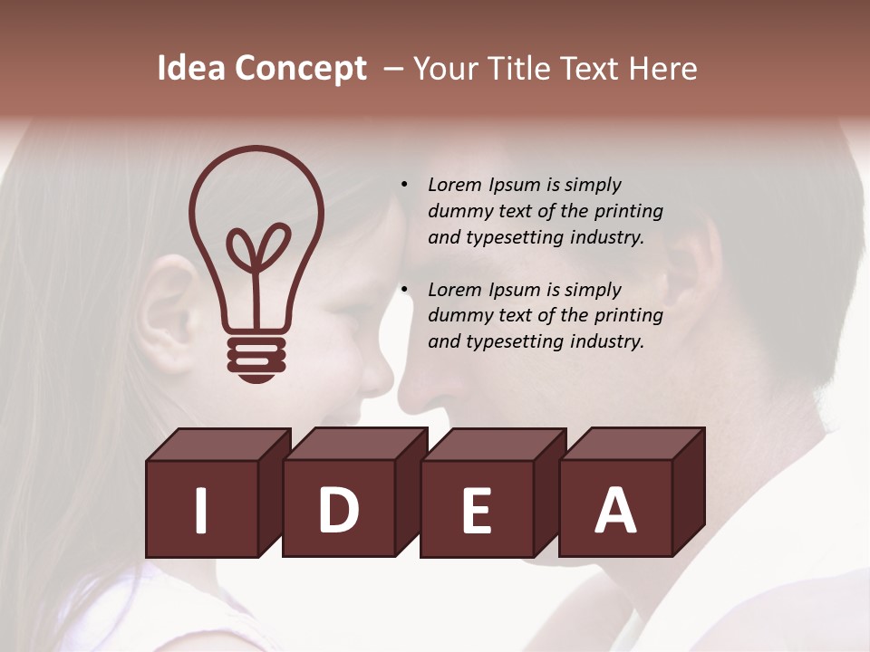 Photo Of A Father And Daughter With Their Heads Rested Together. PowerPoint Template