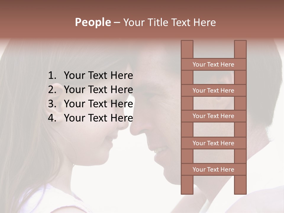 Photo Of A Father And Daughter With Their Heads Rested Together. PowerPoint Template