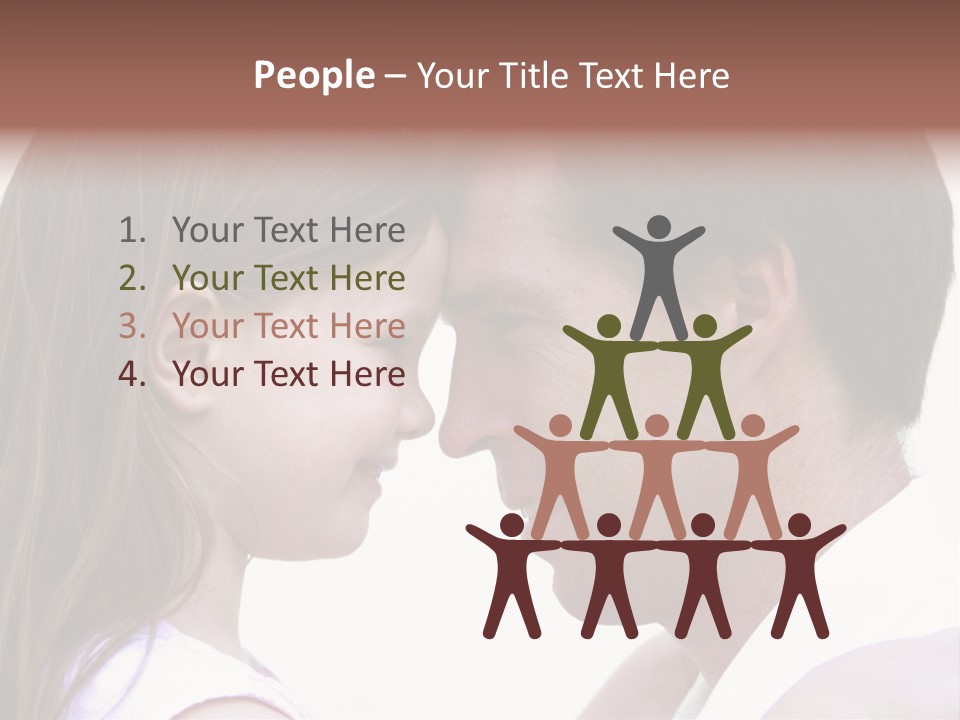 Photo Of A Father And Daughter With Their Heads Rested Together. PowerPoint Template