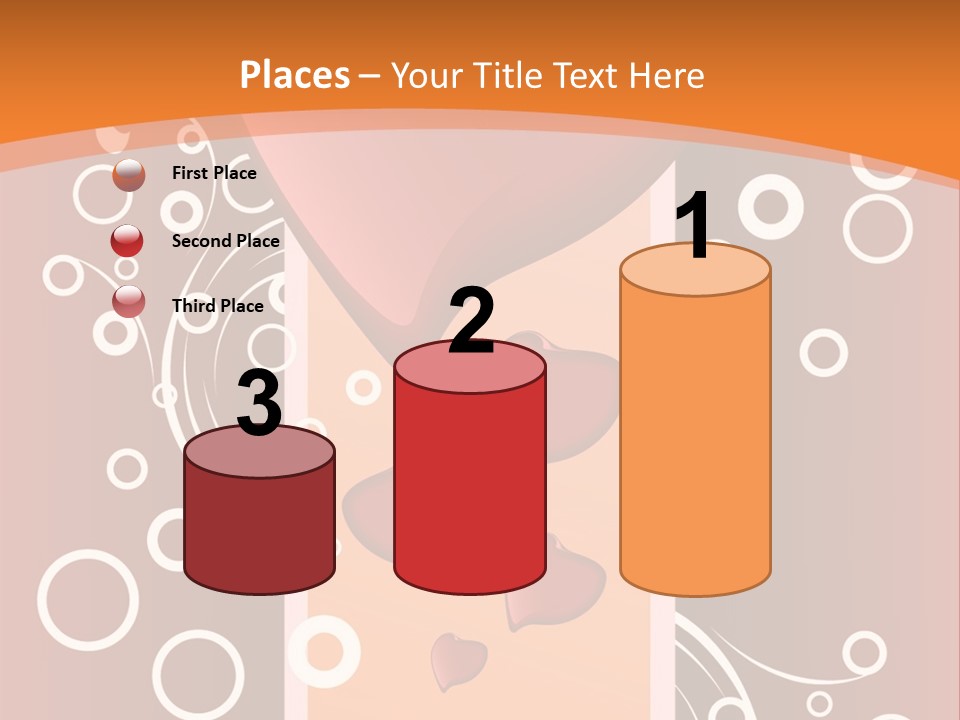 A Red Heart On An Orange Background With Bubbles PowerPoint Template