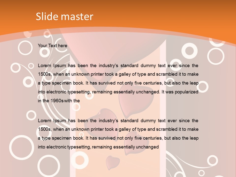 A Red Heart On An Orange Background With Bubbles PowerPoint Template