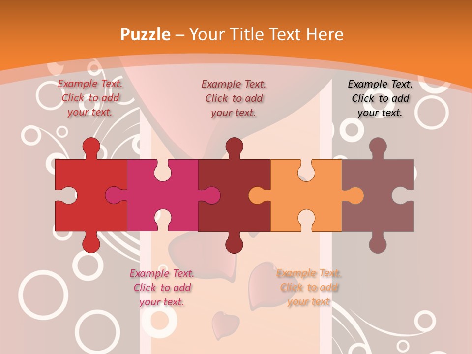 A Red Heart On An Orange Background With Bubbles PowerPoint Template