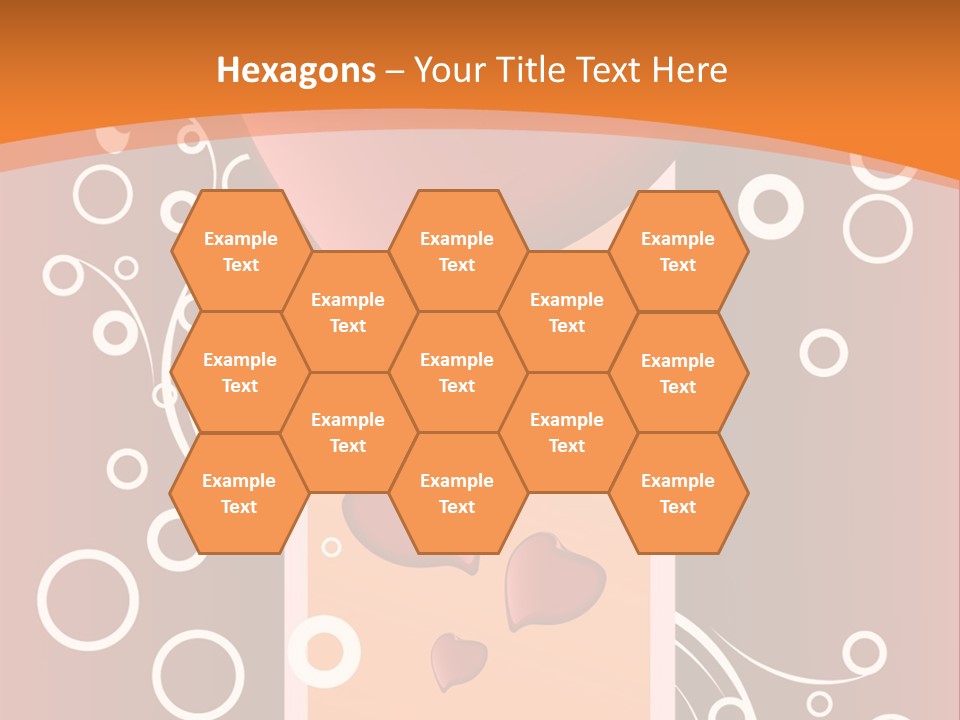 A Red Heart On An Orange Background With Bubbles PowerPoint Template