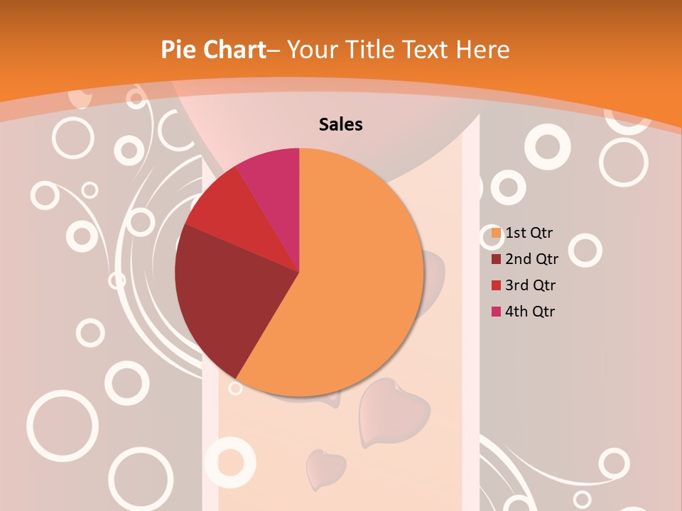 A Red Heart On An Orange Background With Bubbles PowerPoint Template