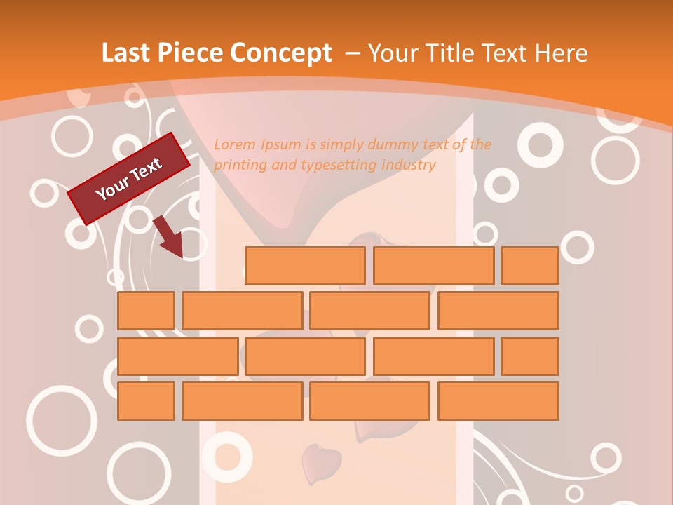 A Red Heart On An Orange Background With Bubbles PowerPoint Template