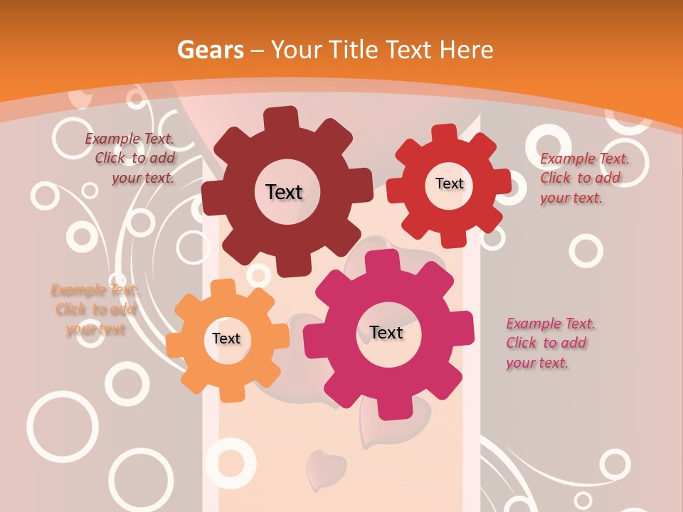 A Red Heart On An Orange Background With Bubbles PowerPoint Template