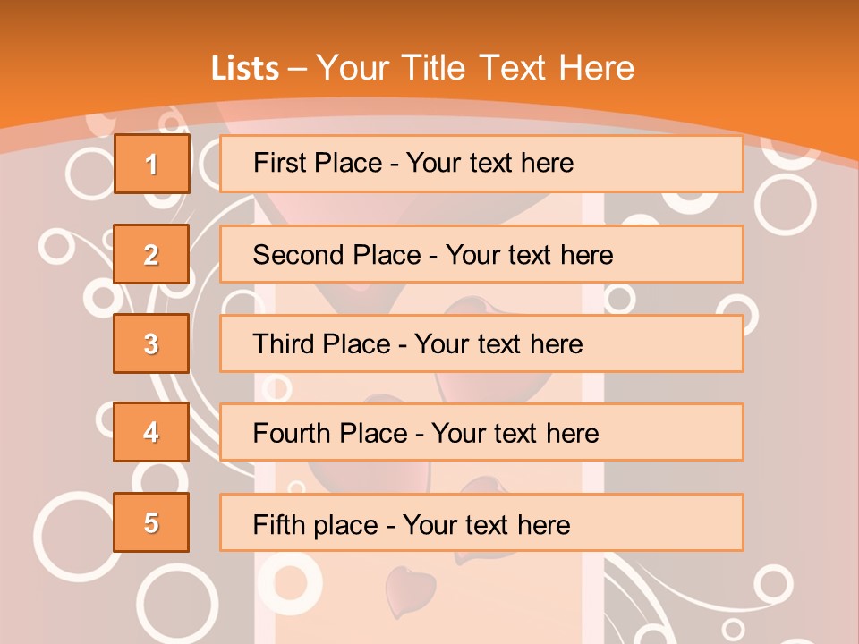 A Red Heart On An Orange Background With Bubbles PowerPoint Template