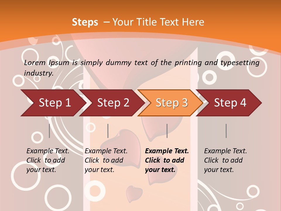 A Red Heart On An Orange Background With Bubbles PowerPoint Template