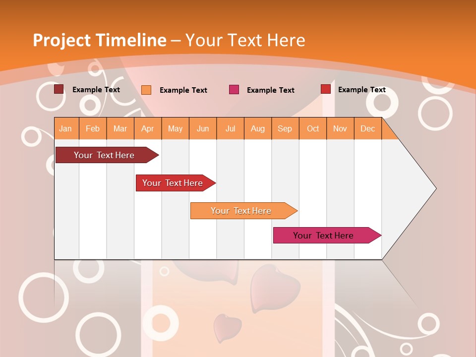 A Red Heart On An Orange Background With Bubbles PowerPoint Template