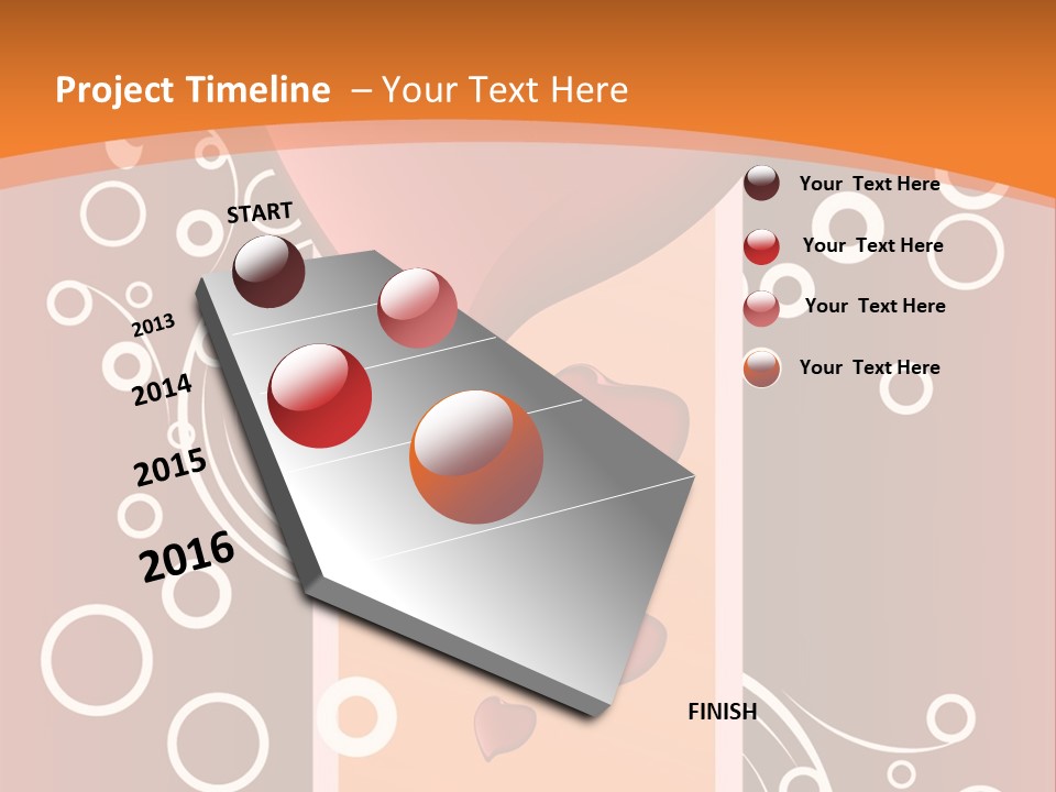 A Red Heart On An Orange Background With Bubbles PowerPoint Template