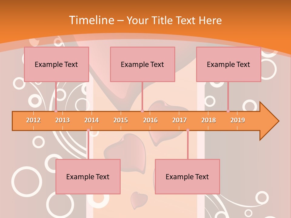 A Red Heart On An Orange Background With Bubbles PowerPoint Template