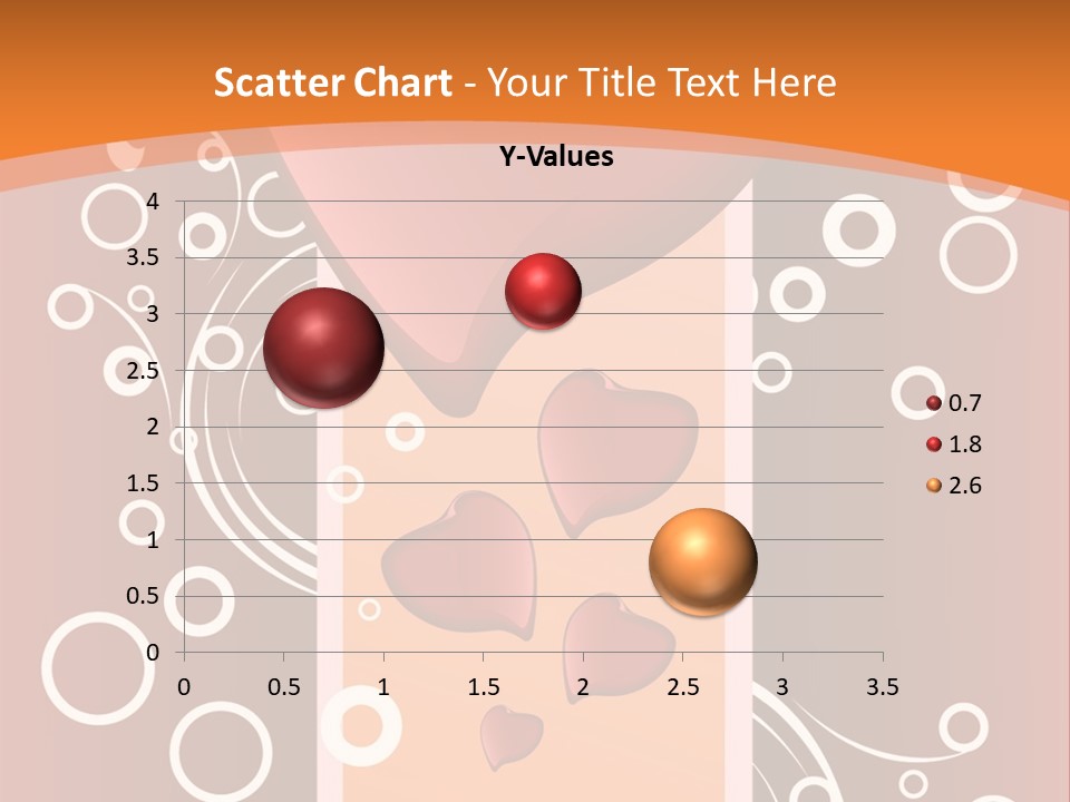 A Red Heart On An Orange Background With Bubbles PowerPoint Template