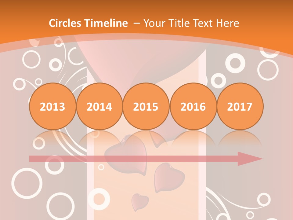 A Red Heart On An Orange Background With Bubbles PowerPoint Template