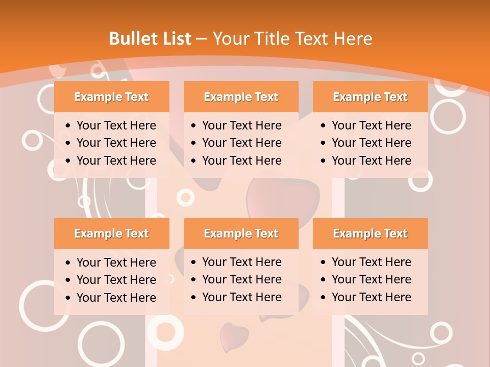 A Red Heart On An Orange Background With Bubbles PowerPoint Template