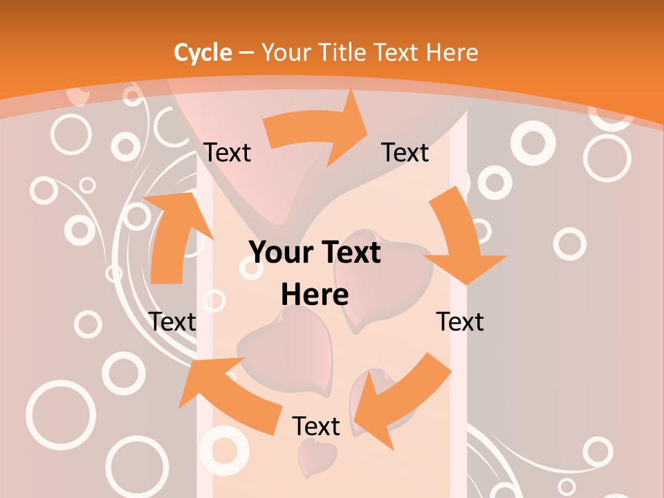 A Red Heart On An Orange Background With Bubbles PowerPoint Template