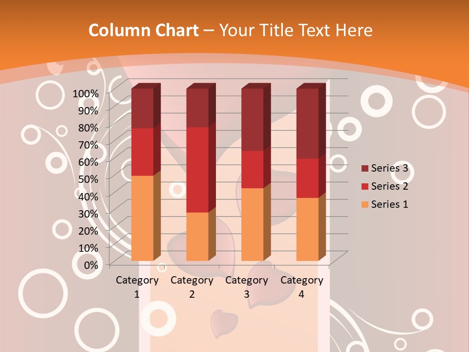 A Red Heart On An Orange Background With Bubbles PowerPoint Template