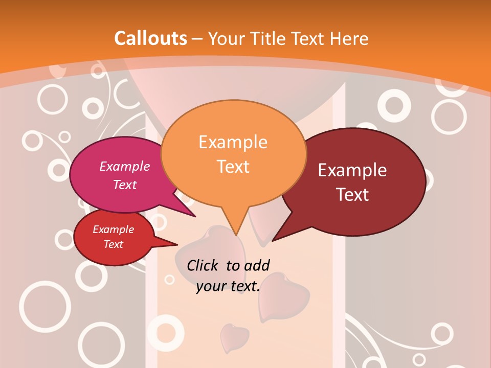 A Red Heart On An Orange Background With Bubbles PowerPoint Template