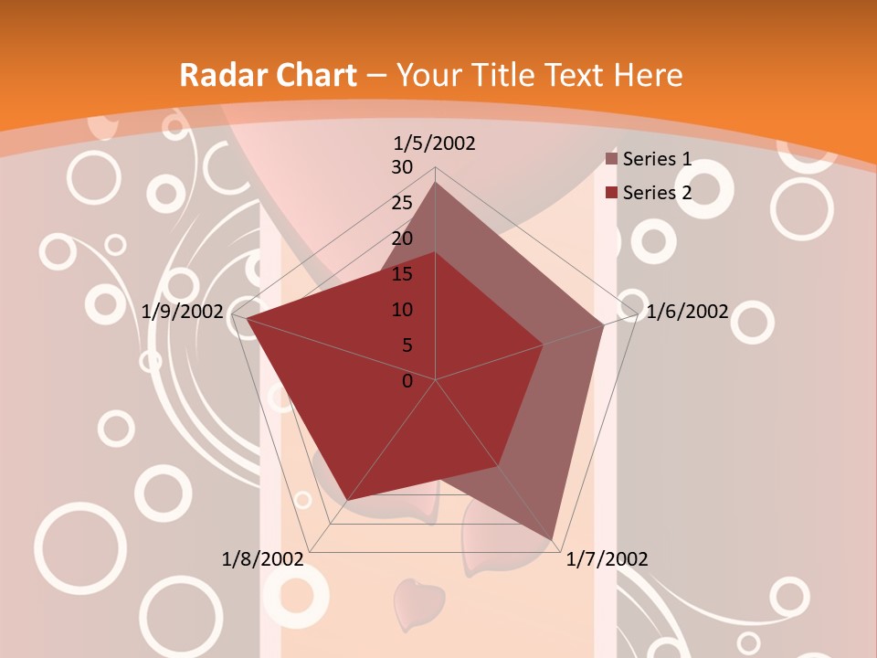 A Red Heart On An Orange Background With Bubbles PowerPoint Template