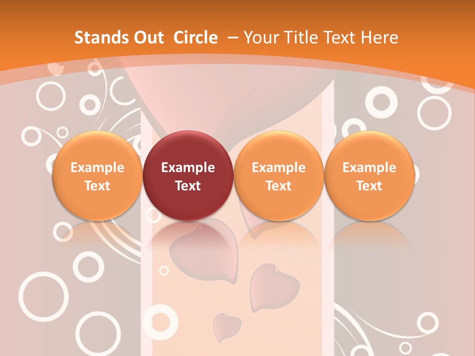 A Red Heart On An Orange Background With Bubbles PowerPoint Template
