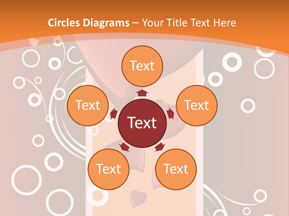 A Red Heart On An Orange Background With Bubbles PowerPoint Template