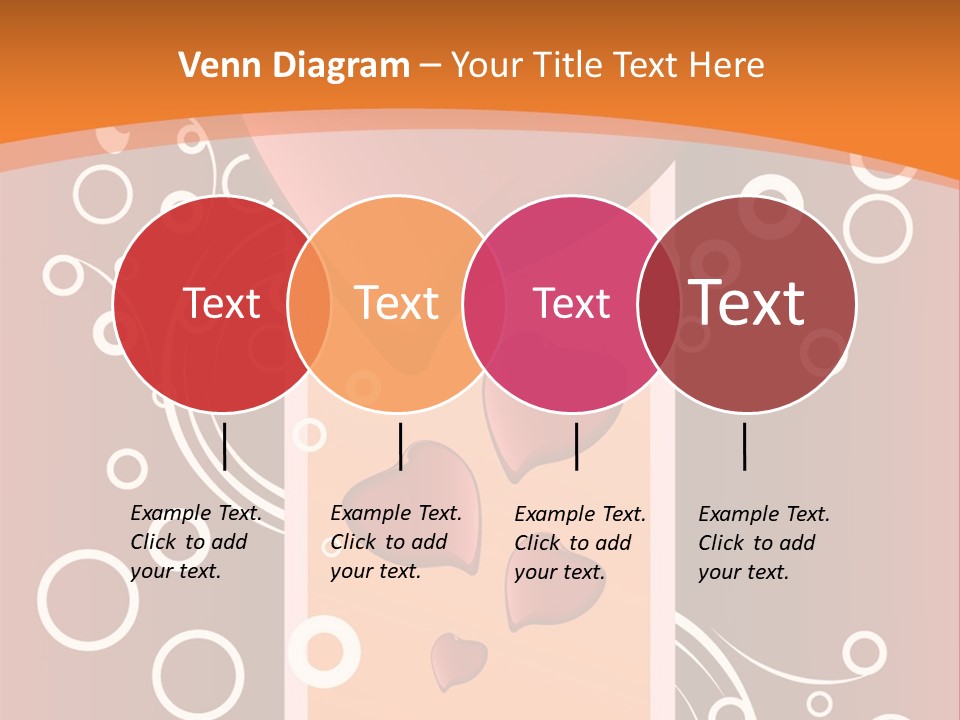A Red Heart On An Orange Background With Bubbles PowerPoint Template