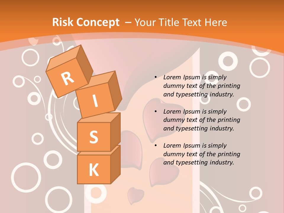 A Red Heart On An Orange Background With Bubbles PowerPoint Template