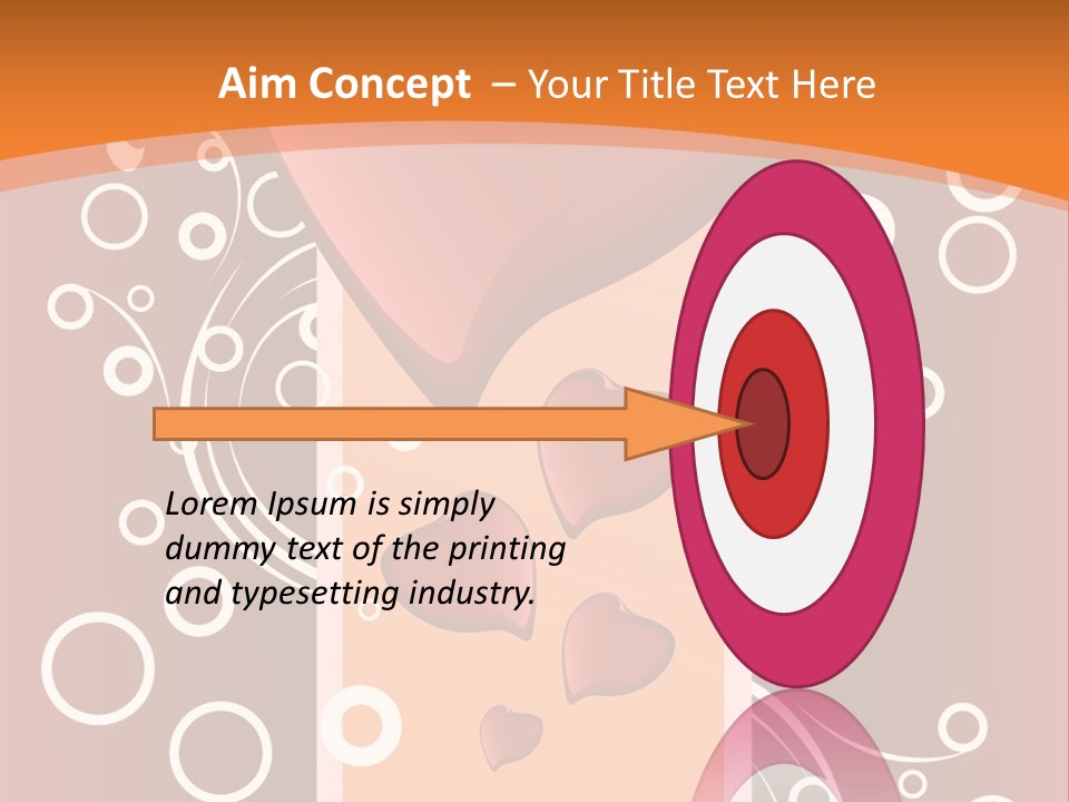 A Red Heart On An Orange Background With Bubbles PowerPoint Template