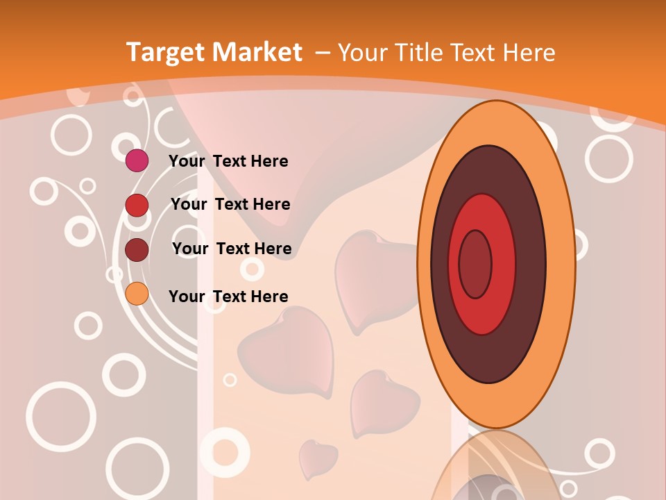 A Red Heart On An Orange Background With Bubbles PowerPoint Template