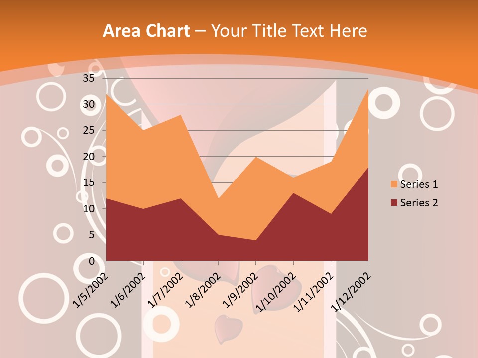 A Red Heart On An Orange Background With Bubbles PowerPoint Template