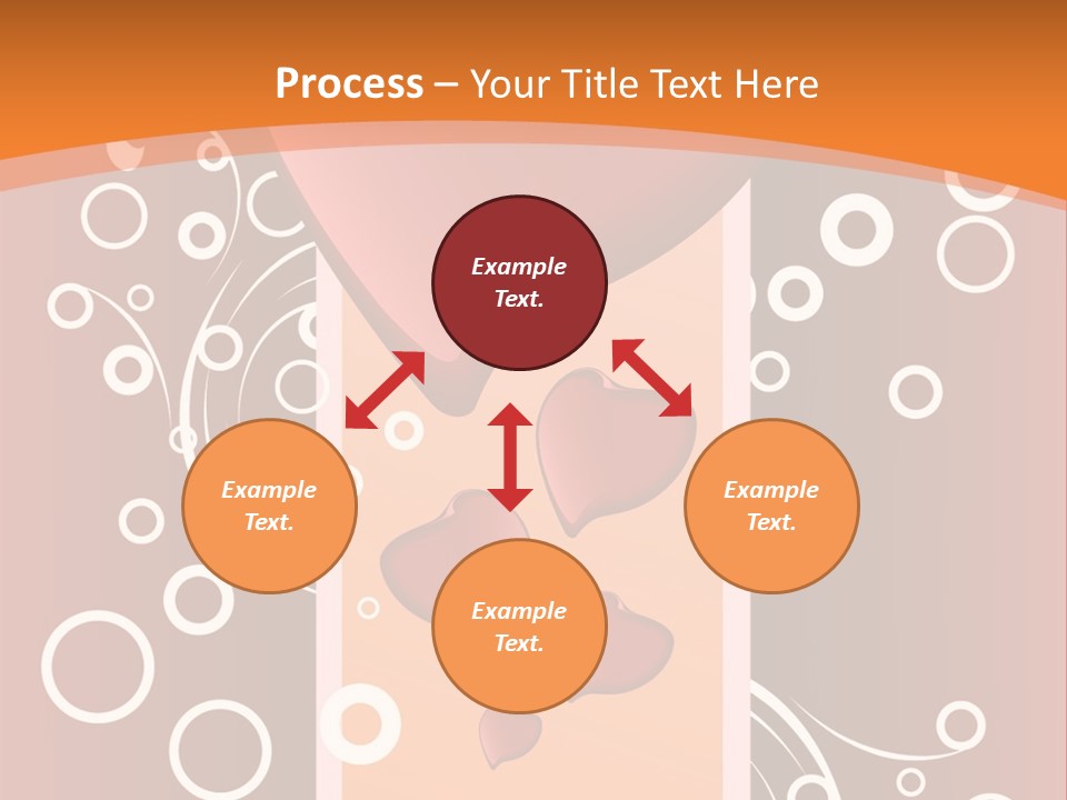 A Red Heart On An Orange Background With Bubbles PowerPoint Template