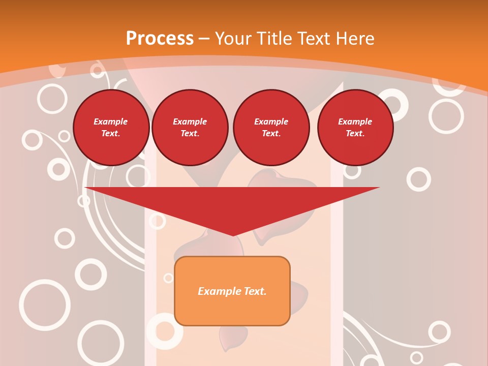 A Red Heart On An Orange Background With Bubbles PowerPoint Template