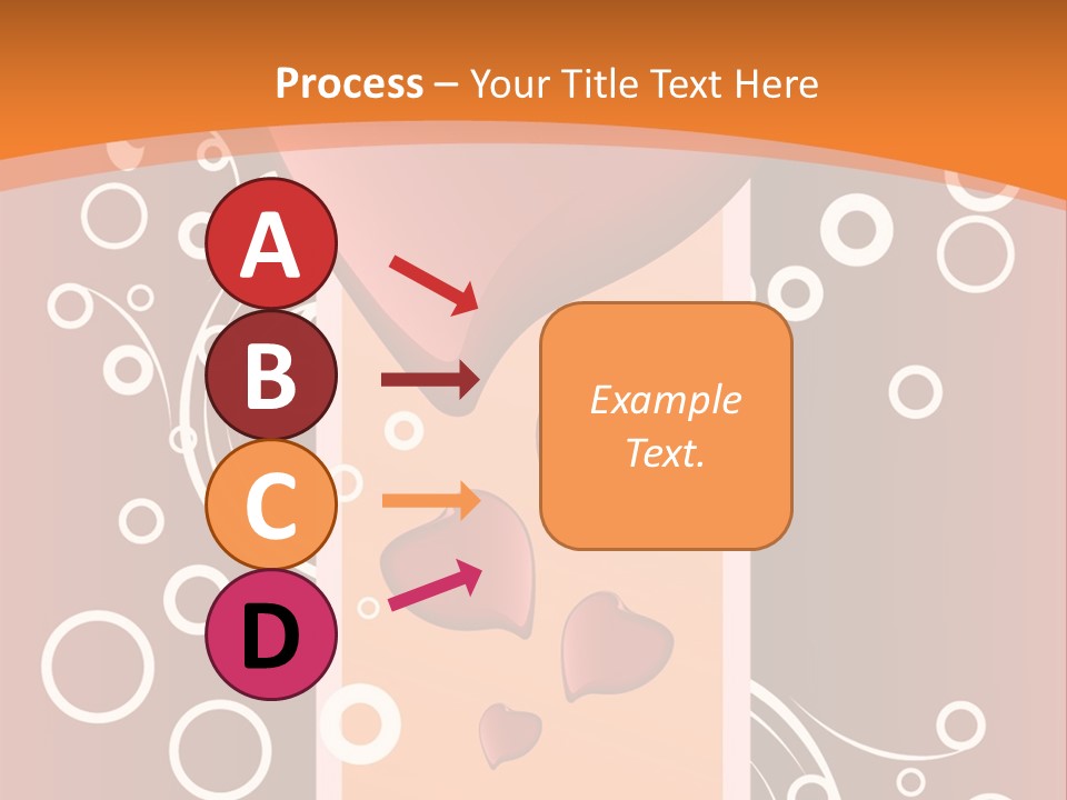 A Red Heart On An Orange Background With Bubbles PowerPoint Template