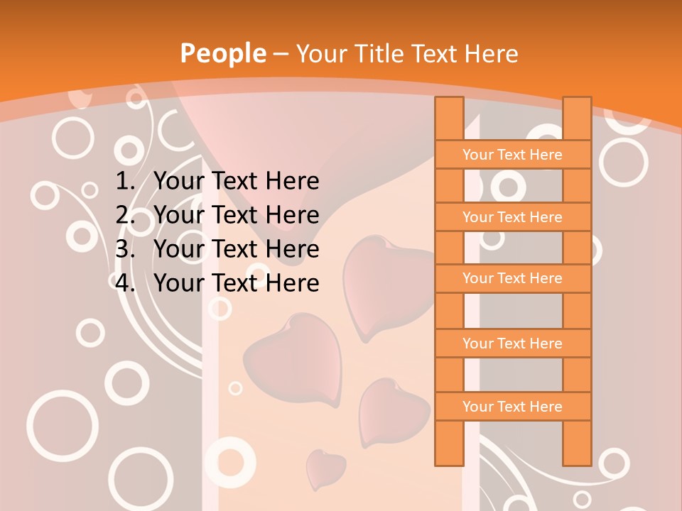 A Red Heart On An Orange Background With Bubbles PowerPoint Template