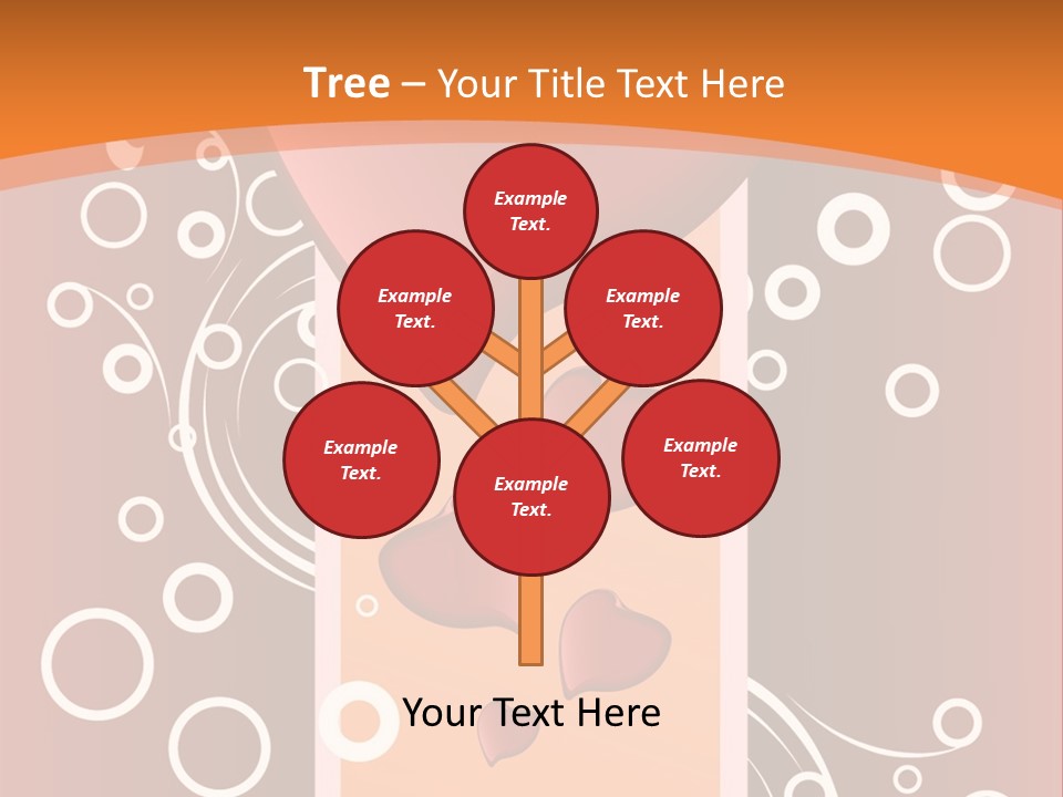 A Red Heart On An Orange Background With Bubbles PowerPoint Template