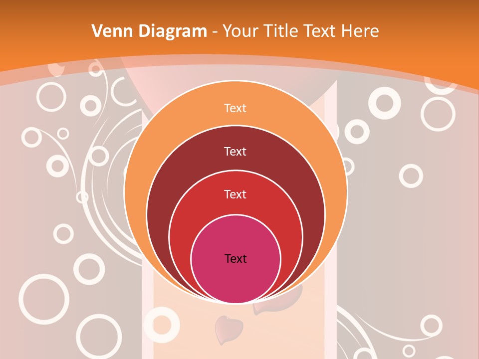 A Red Heart On An Orange Background With Bubbles PowerPoint Template