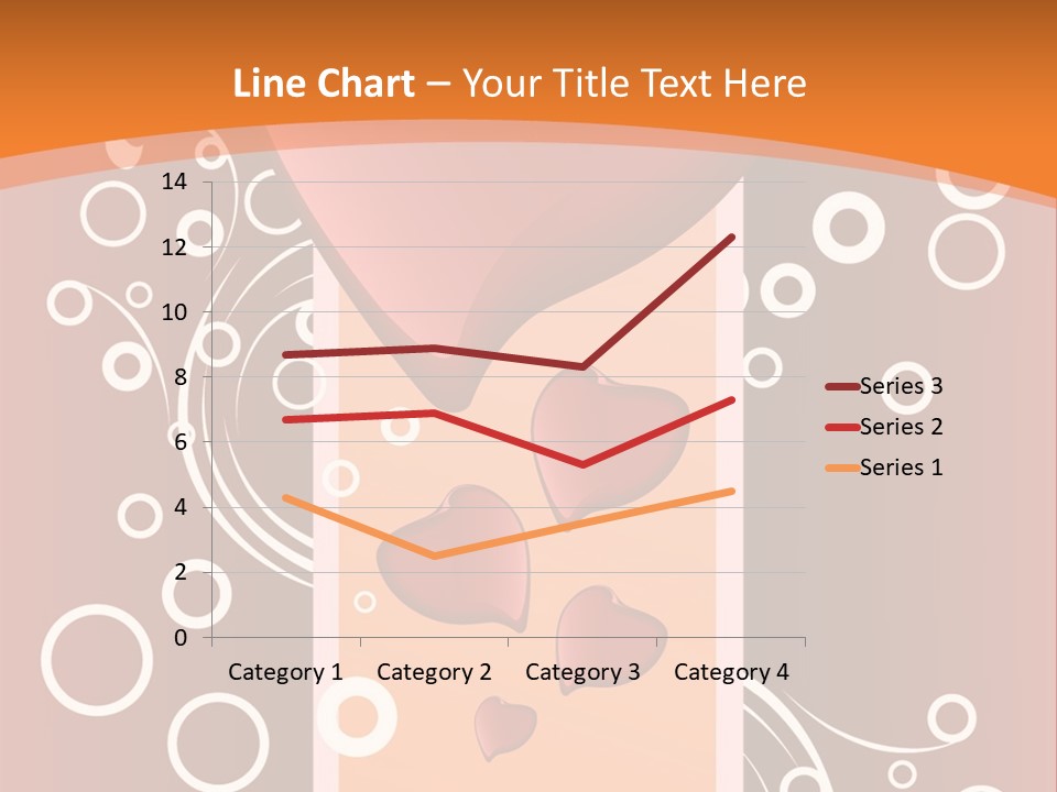 A Red Heart On An Orange Background With Bubbles PowerPoint Template