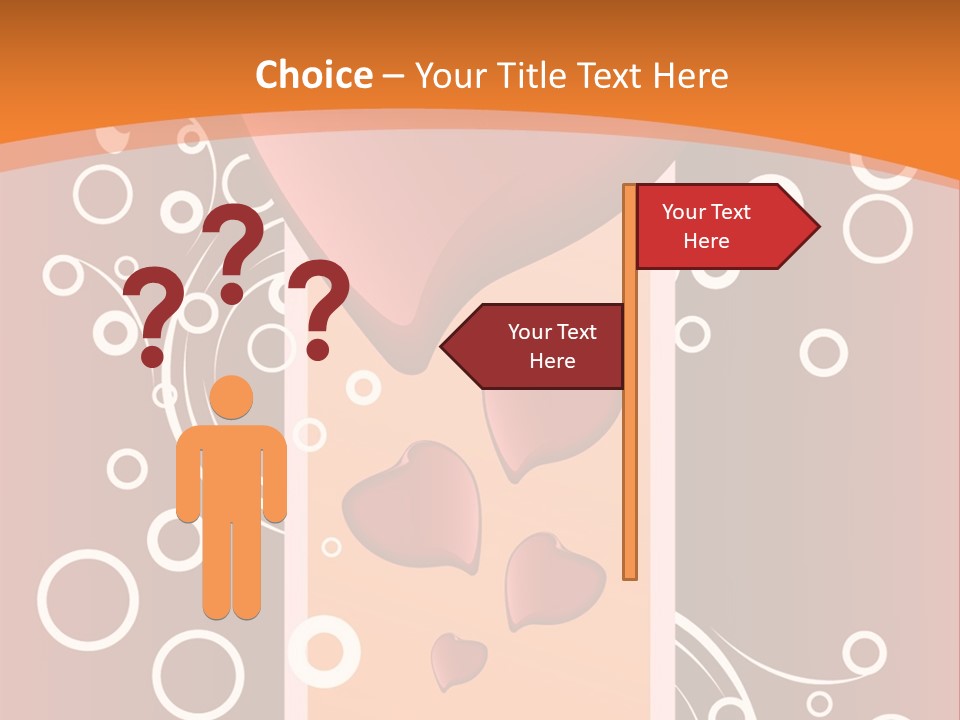 A Red Heart On An Orange Background With Bubbles PowerPoint Template