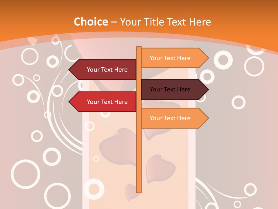 A Red Heart On An Orange Background With Bubbles PowerPoint Template