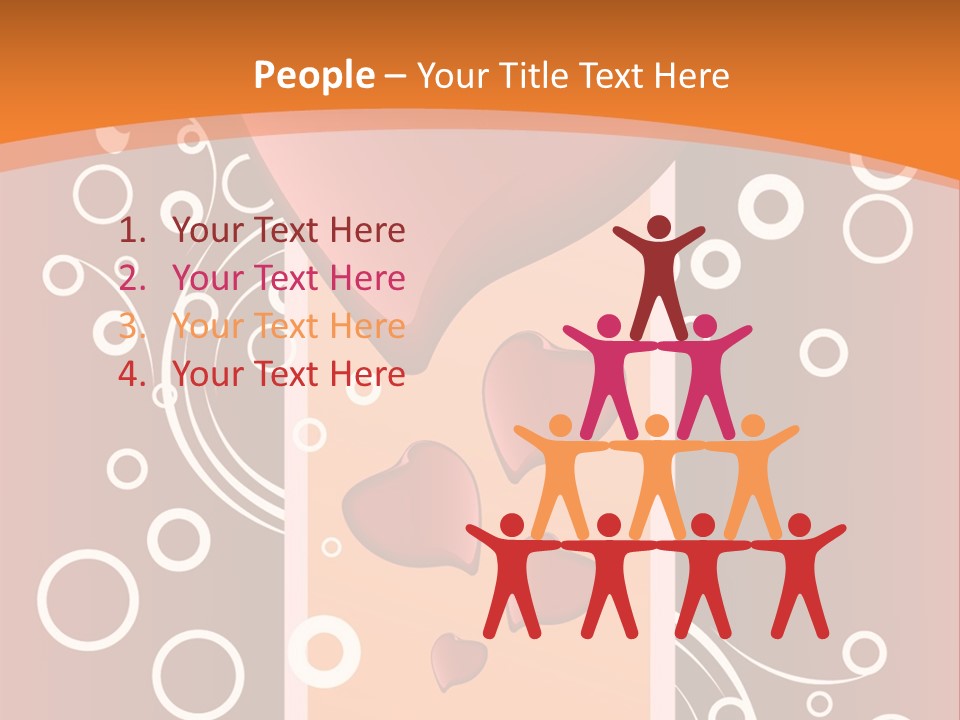 A Red Heart On An Orange Background With Bubbles PowerPoint Template