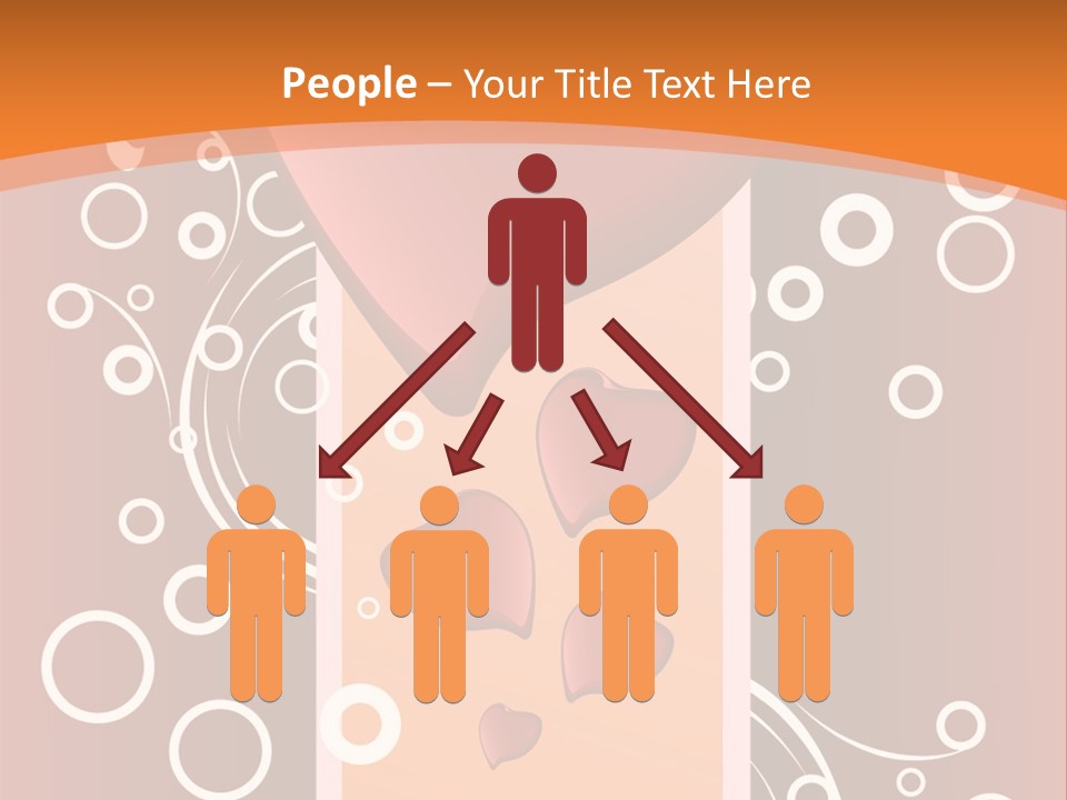 A Red Heart On An Orange Background With Bubbles PowerPoint Template